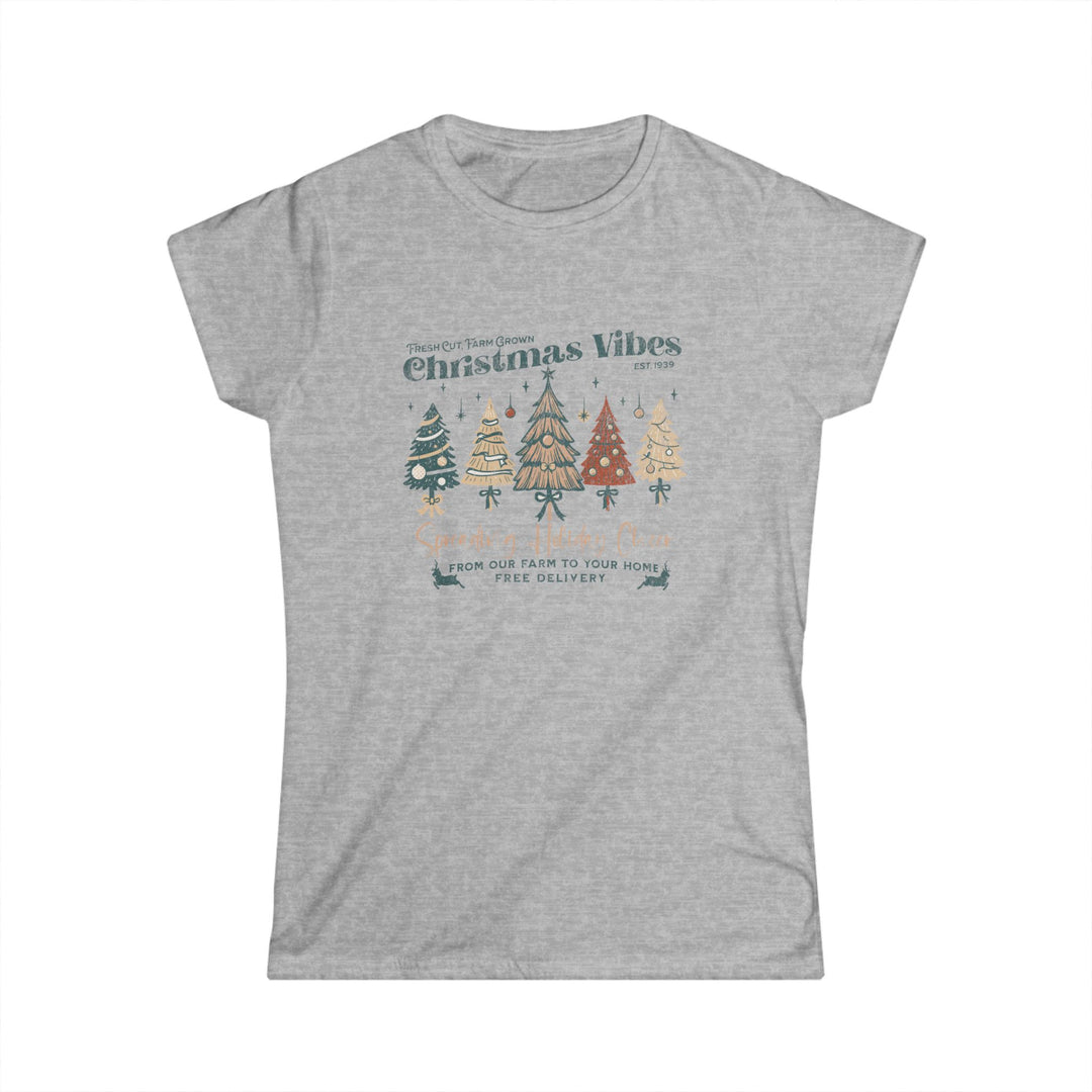 Christmas Vibes Women's Softstyle Tee, Holiday Shirt, Festive Apparel, Christmas Gift, Merry Tee, Seasonal Fashion