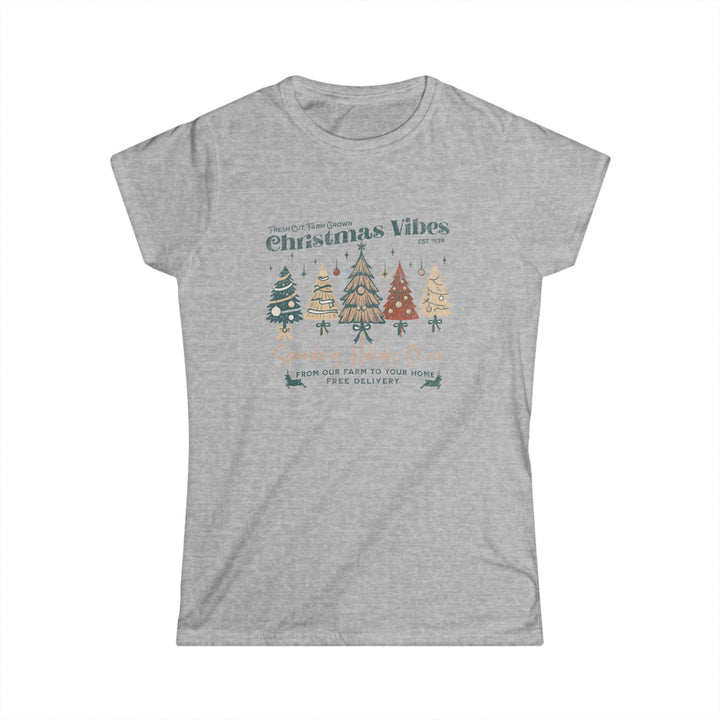 Christmas Vibes Women's Softstyle Tee, Holiday Shirt, Festive Apparel, Christmas Gift, Merry Tee, Seasonal Fashion