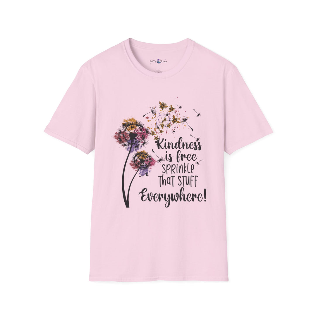 Kindness is Free Floral T-Shirt - Unisex Softstyle Tee for Positive Vibes