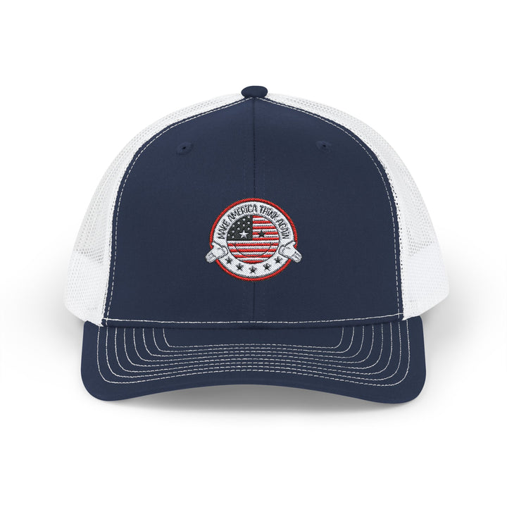 Patriotic Snapback Trucker Cap - American Flag Design - "Make America Think Again" Embroidered - Perfect Patriotic Gift