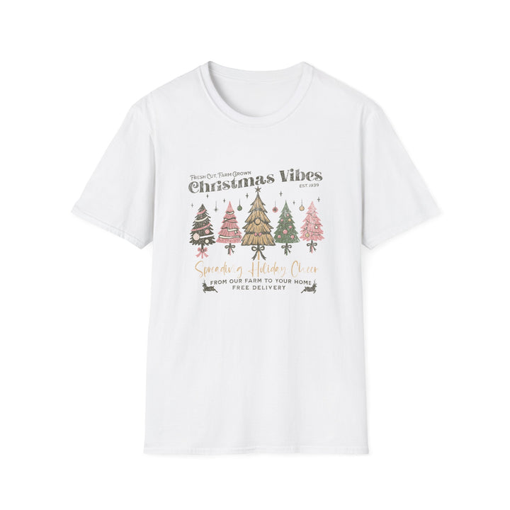 Christmas Vibes Unisex Softstyle T-Shirt, Holiday Apparel, Festive Gift, Family Gatherings, Comfortable Wear, Seasonal Tees