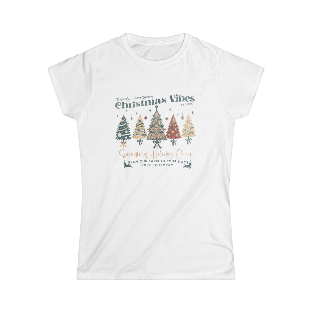 Christmas Vibes Women's Softstyle Tee, Holiday Shirt, Festive Apparel, Christmas Gift, Merry Tee, Seasonal Fashion