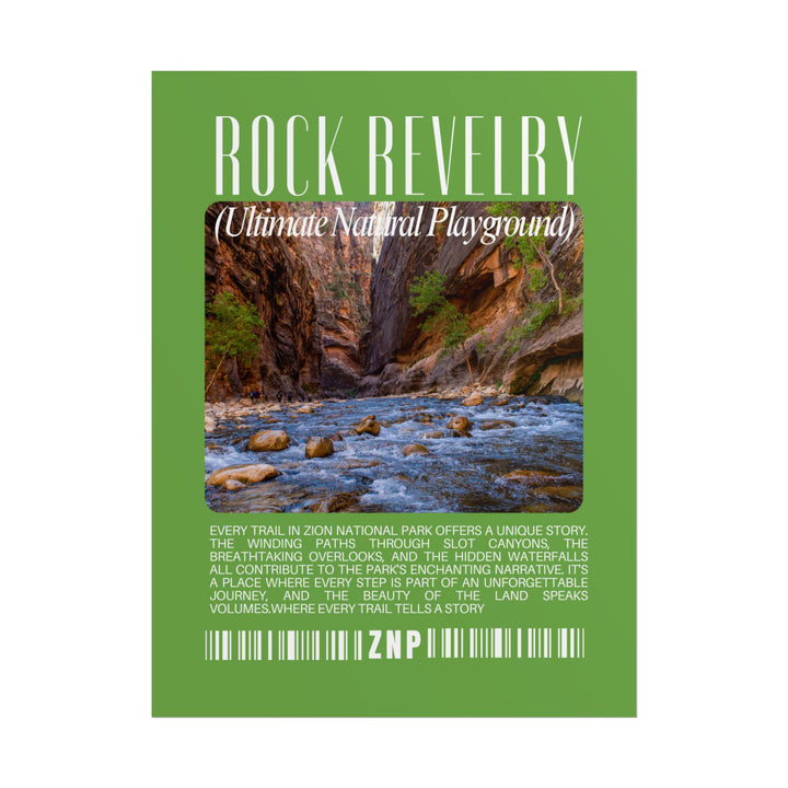 Rock Revelry Wall Art: Nature-Inspired Journey Poster Zion National Park Landscape Waterfalls  Gift for Teenagers, Hikers, Nature Lovers