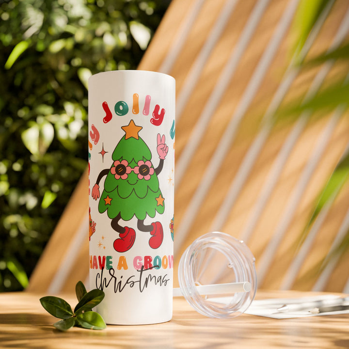 Have a Groovy Christmas Skinny Tumbler with Straw - 20oz Fun Holiday Drinkware - Perfect for Festive Celebrations and Unique Gifts