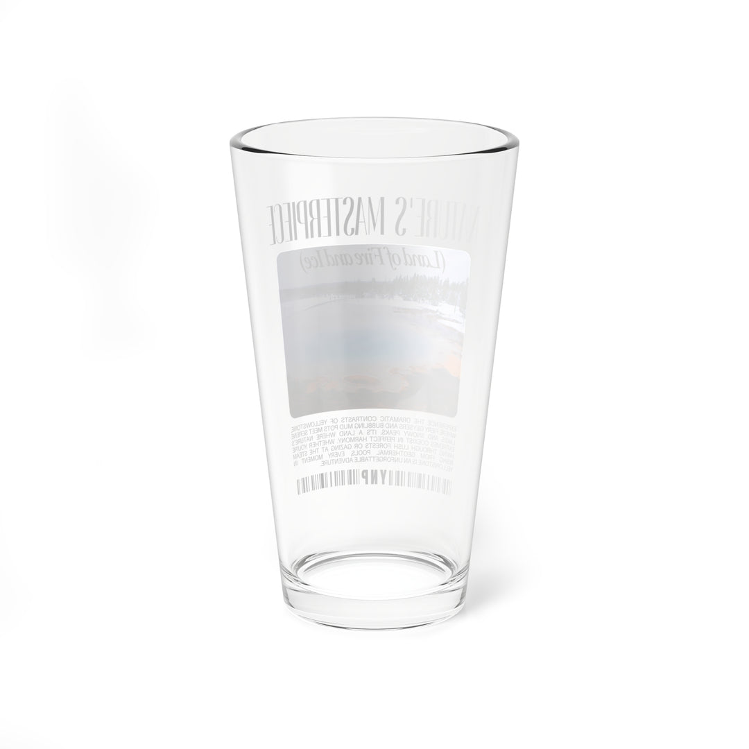 Beer Pint Glass Gift - National Park Glass Mixing Glass, 16oz - Yellowstone Lake - The Largest High-Elevation Lake in North America