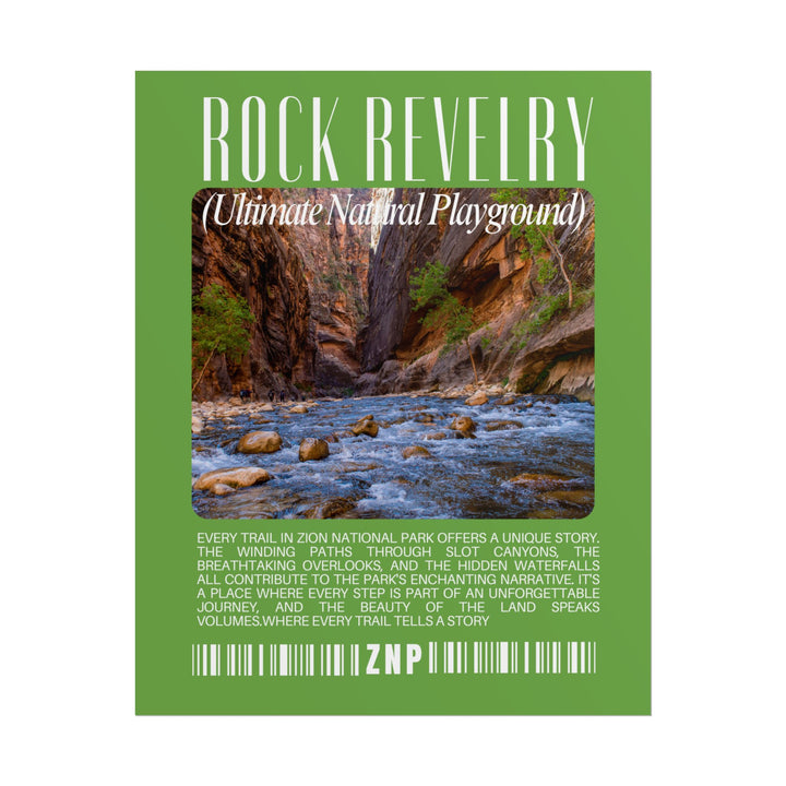 Rock Revelry Wall Art: Nature-Inspired Journey Poster Zion National Park Landscape Waterfalls  Gift for Teenagers, Hikers, Nature Lovers