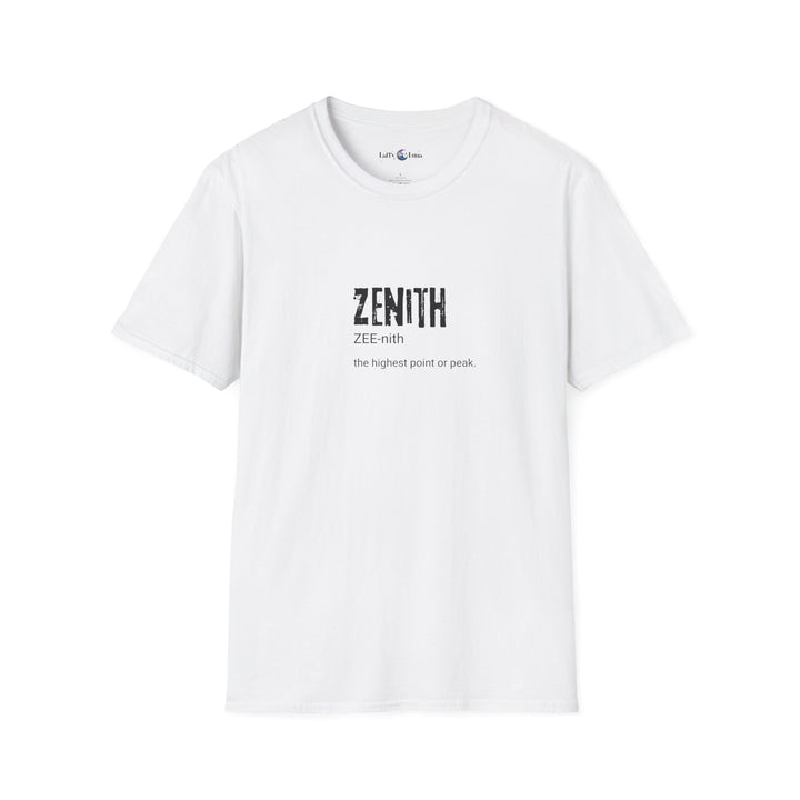 Zenith Unisex Softstyle T-Shirt - Motivational Graphic Tee, Perfect for Everyday Wear, Gift for Graduations, Birthdays, Inspirational