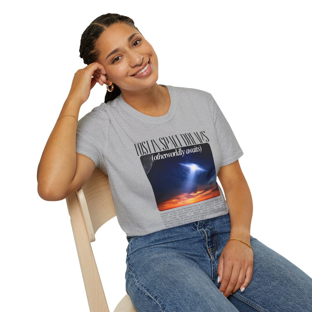 Lost in Space Dreams Unisex Softstyle T-Shirt | Cosmic Graphic Tee for Space Enthusiasts