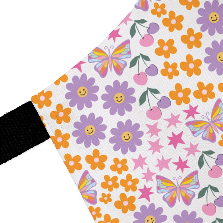 Floral Print Apron with Black Straps Perfect for Home Chefs and Craft Lovers