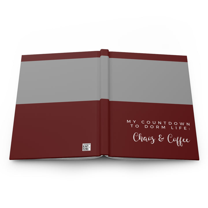 Burgundy Design College Countdown Checklist & Chill Hardcover Notebook - 150 Lined Pages