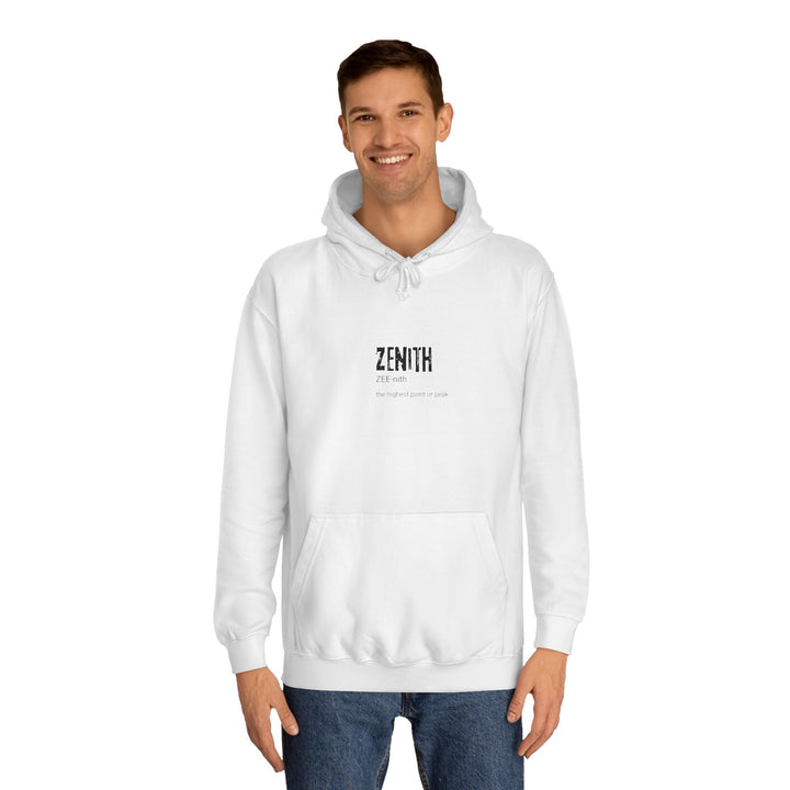 Zenith Unisex College Hoodie - Cozy, Casual, Trendy, Perfect for Students, Stylish Gift, College Life, Graduation, Everyday Wear