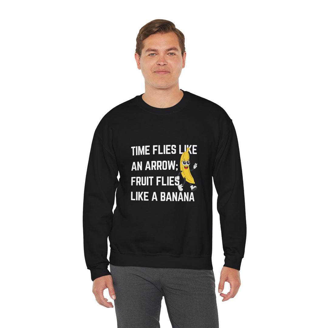 Whimsical Banana Quote Crewneck Sweatshirt - Funny Gift for Fruit Lovers, Casual Wear, Unique Birthday Present, Cozy Apparel