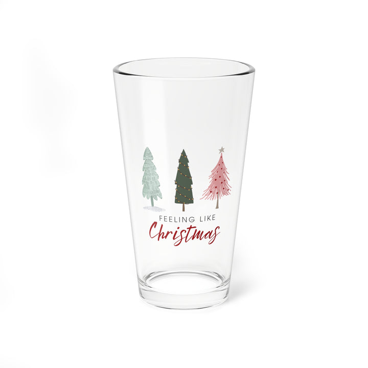 Christmas Mixing Glass - 16oz - Festive Trees Design - Gift for Beer Lovers - Holiday Drinkware and Pint Glasses for Seasonal Celebrations