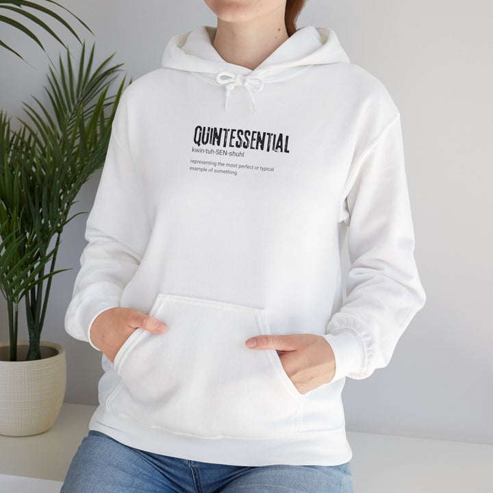 Q U I N T E S S E N T I A L Unisex Heavy Blend Hooded Sweatshirt, Cozy Hoodie for Everyday Wear, Perfect Gift for Friends, Casual