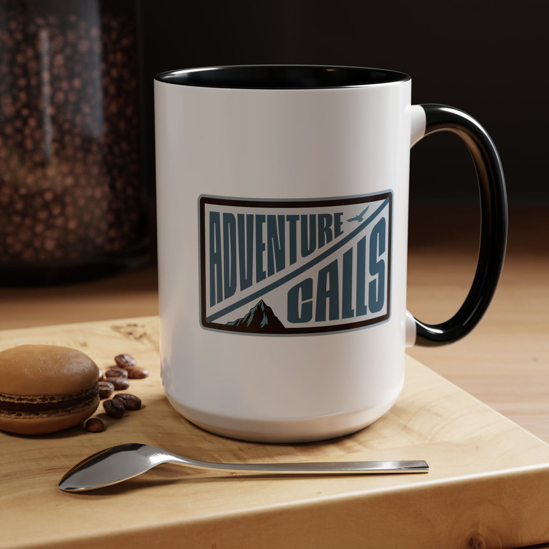 Adventure Calls Accent Coffee Mug | Perfect Gift for Adventure Seekers, Travel Lovers, Coffee Enthusiasts, Campers, Outdoor Gifts