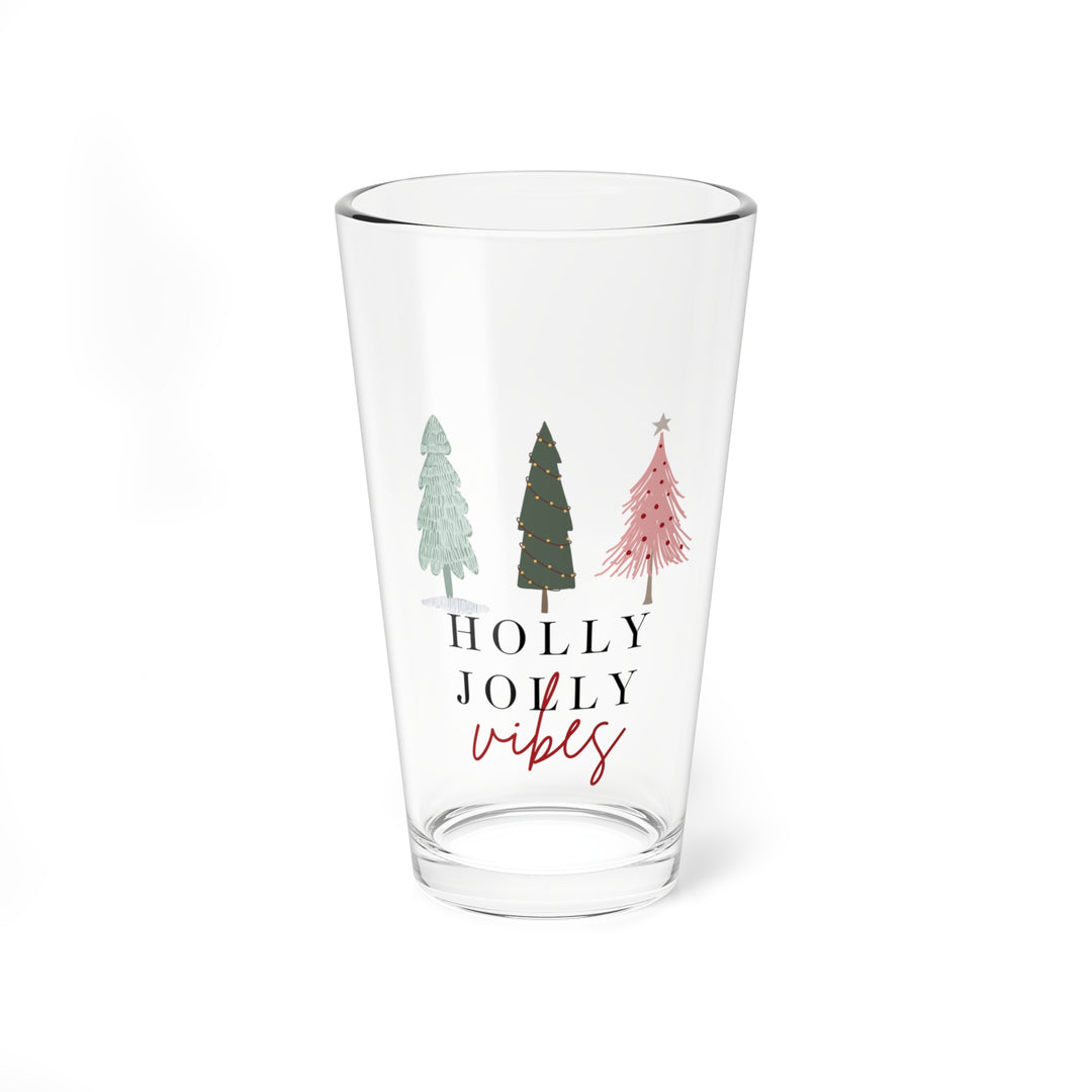 Holly Jolly Vibes Mixing Glass - 16oz Holiday Drinkware Gift for Beer Lovers - Modern Drinkware with a Festive Christmas Vibe