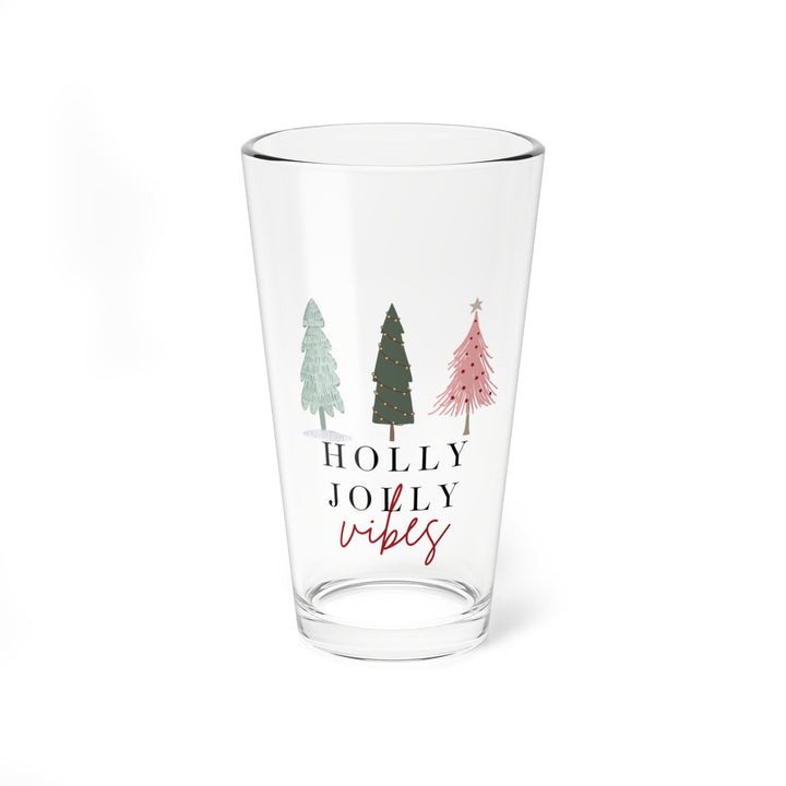 Holly Jolly Vibes Mixing Glass - 16oz Holiday Drinkware Gift for Beer Lovers - Modern Drinkware with a Festive Christmas Vibe