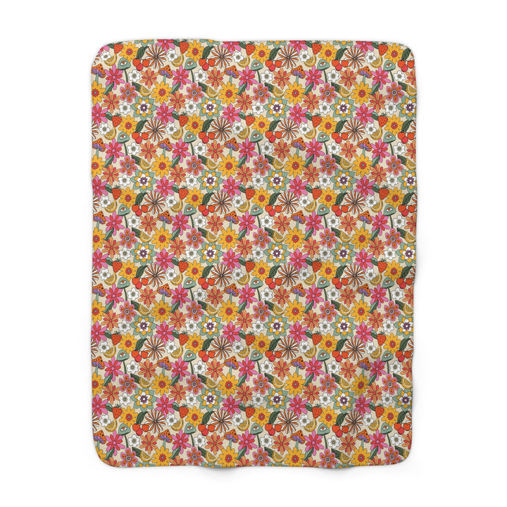 Cozy Floral Sherpa Fleece Blanket for Home Comfort