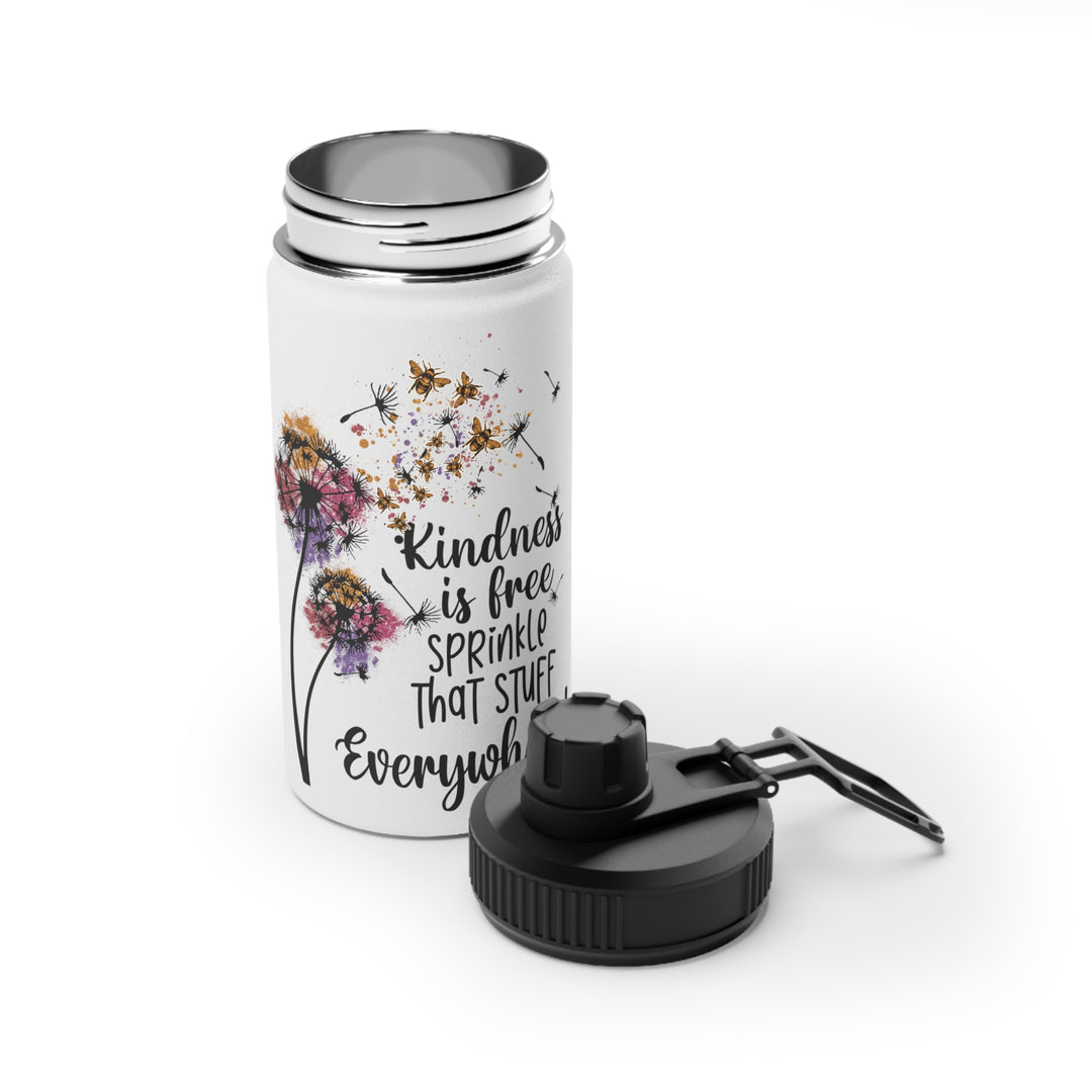 Inspirational Stainless Steel Water Bottle - Kindness is Free - Uplifting Travel Drinkware with Cute Flowers - Perfect Gift for Teens