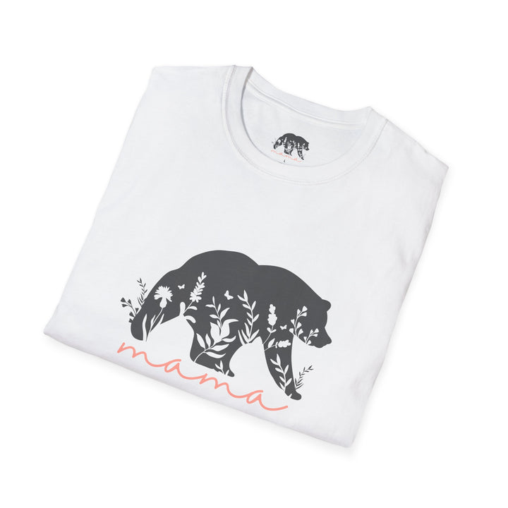 Floral Mama Bear Coral T-Shirt - Perfect for New Moms