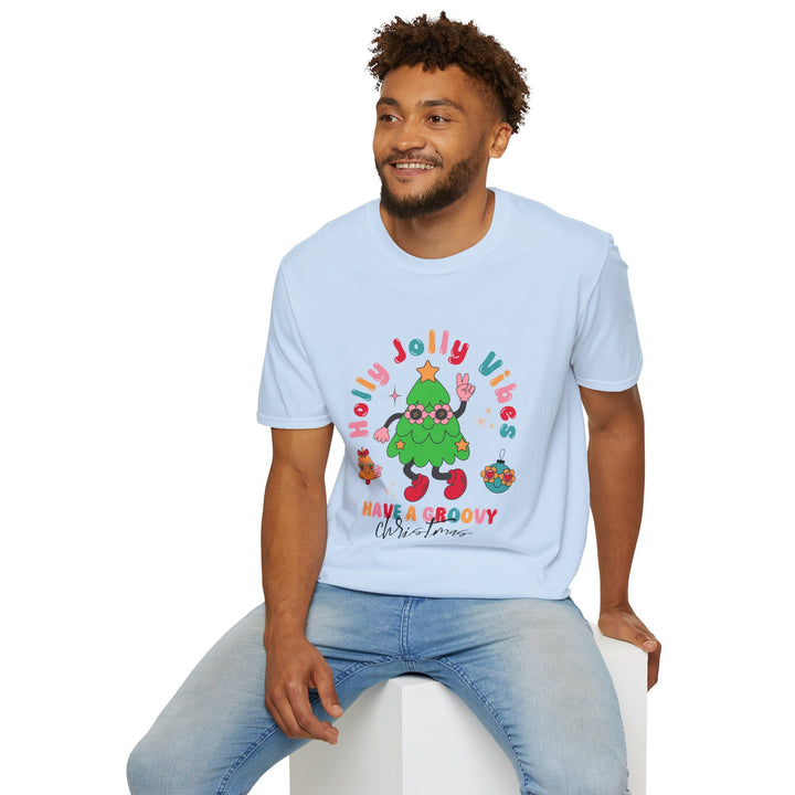 Holly Jolly Vibes Unisex T-Shirt - Have a Groovy Christmas Tee - Perfect for Holiday Gatherings, Family Get-Togethers, Cozy Evenings at Home