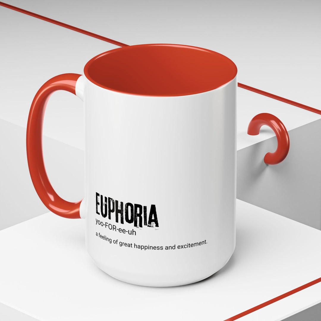 Euphoria Accent Coffee Mug, Black Handle Ceramic Cup, Gift for Coffee Lovers, Inspirational Mug, Office Decor, Mood Booster