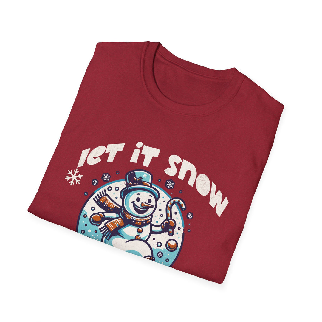 Let It Snow Christmas T-Shirt | Unisex Softstyle Tee with Fun Snowman Design