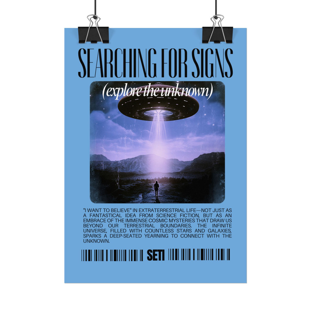 Cosmic Exploration Rolled Poster - "Searching for Signs" Design - Perfect for Space Enthusiasts and Home Decor