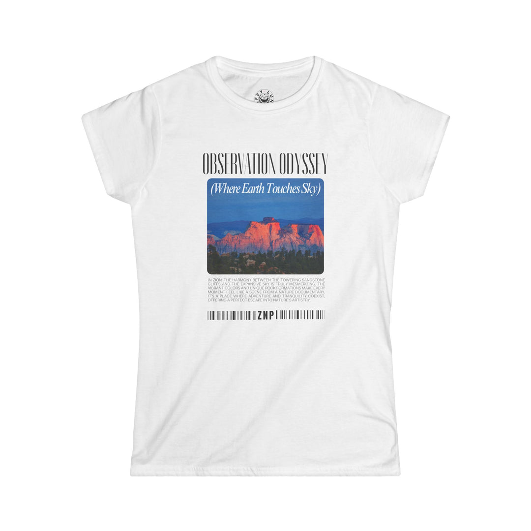 Women's Softstyle Tee - Observation Odyssey (Where Sun Touches the Sky) Graphic Shirt