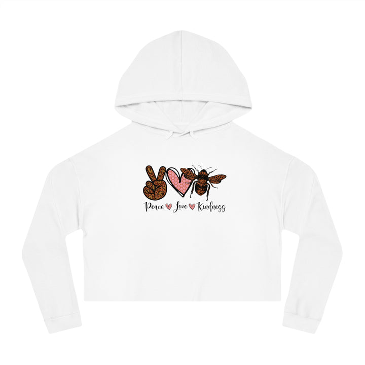 Peace, Love, Kindness Cropped Hoodie for Women - Stylish Casual Sweatshirt