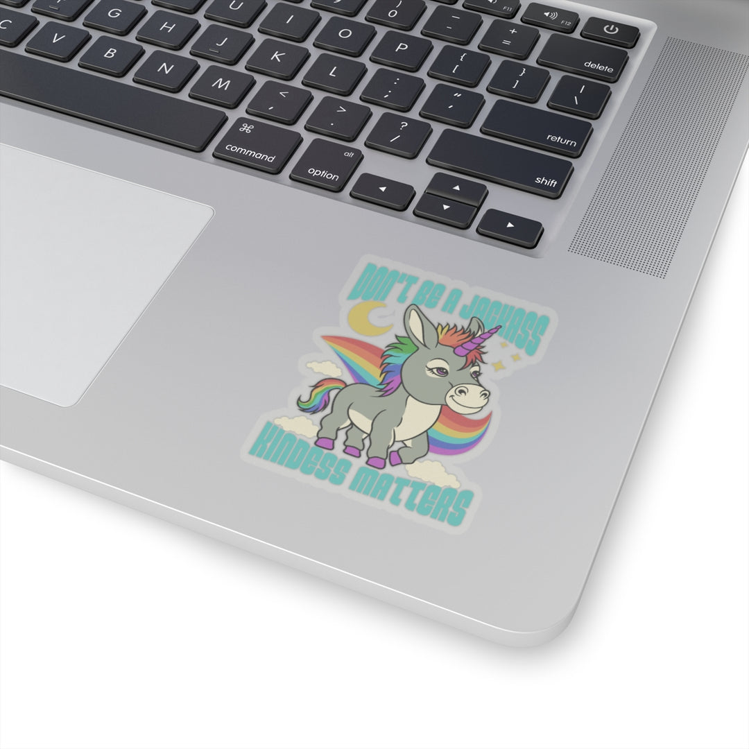 Funny Unicorn Kiss-Cut Stickers - Kindness Matters, Cute Rainbow Stickers for Laptop, Water Bottles, Gifts, Decor, Kids