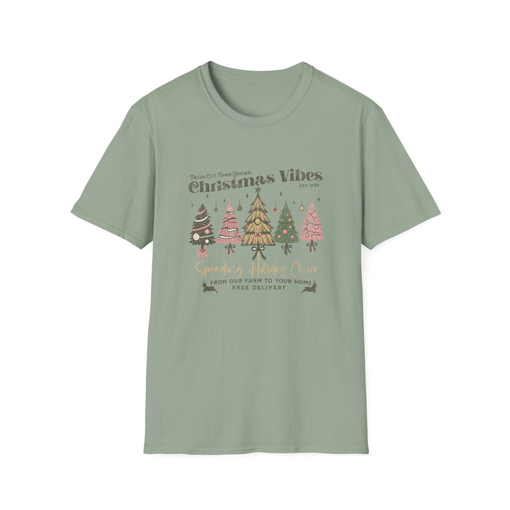 Christmas Vibes Unisex Softstyle T-Shirt, Holiday Apparel, Festive Gift, Family Gatherings, Comfortable Wear, Seasonal Tees