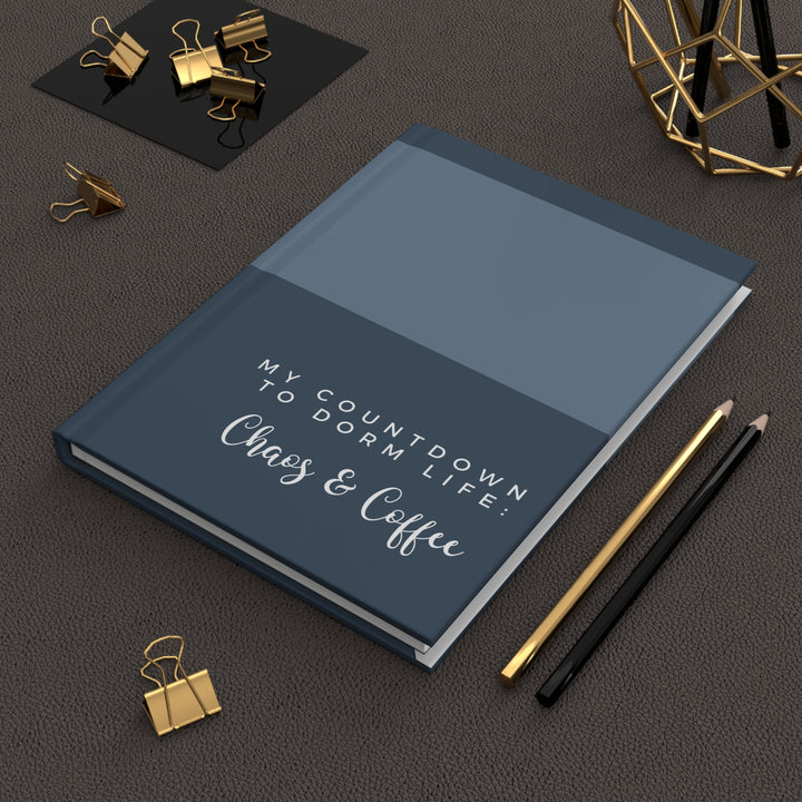 Coffee and Chaos Countdown to College Life Navy Blue Hardcover Journal Matte