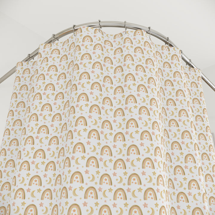 Whimsical Rainbow Shower Curtain for a Cheerful Bathroom