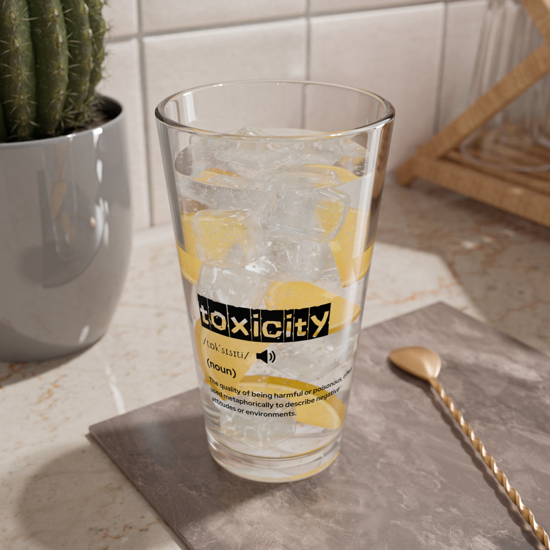 Toxicity Mixing Glass - 16oz | Unique Barware Gift, Funny Cocktail Glass, Home Bar Accessory, Birthday, Housewarming Decoration