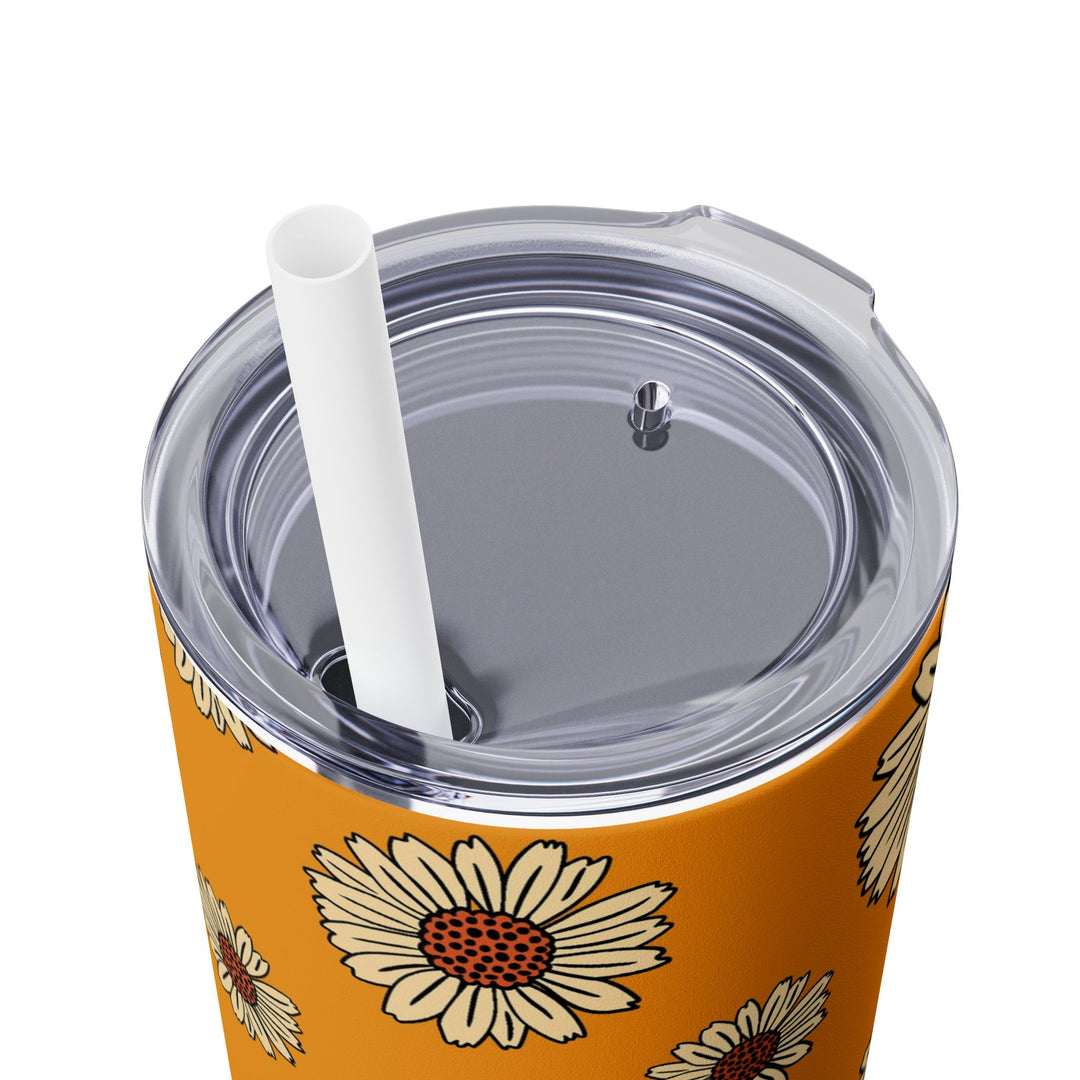 Cheerful Sunflower Skinny Tumbler with Straw - 20oz