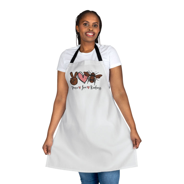 Inspirational Kitchen Apron Peace, Love, Kindness Baker Apron - Chef Accessory Home Kitchen Essentials Gift for Mom or Grandmom