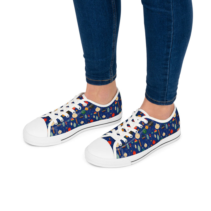 Festive Women's Low Top Sneakers | Holiday Ornament Design