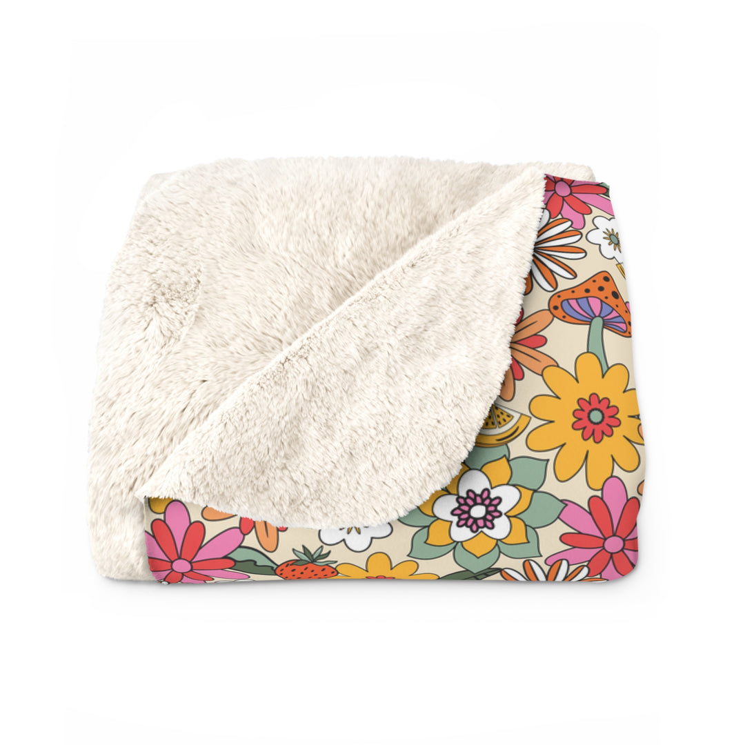 Cozy Floral Sherpa Fleece Blanket for Home Comfort