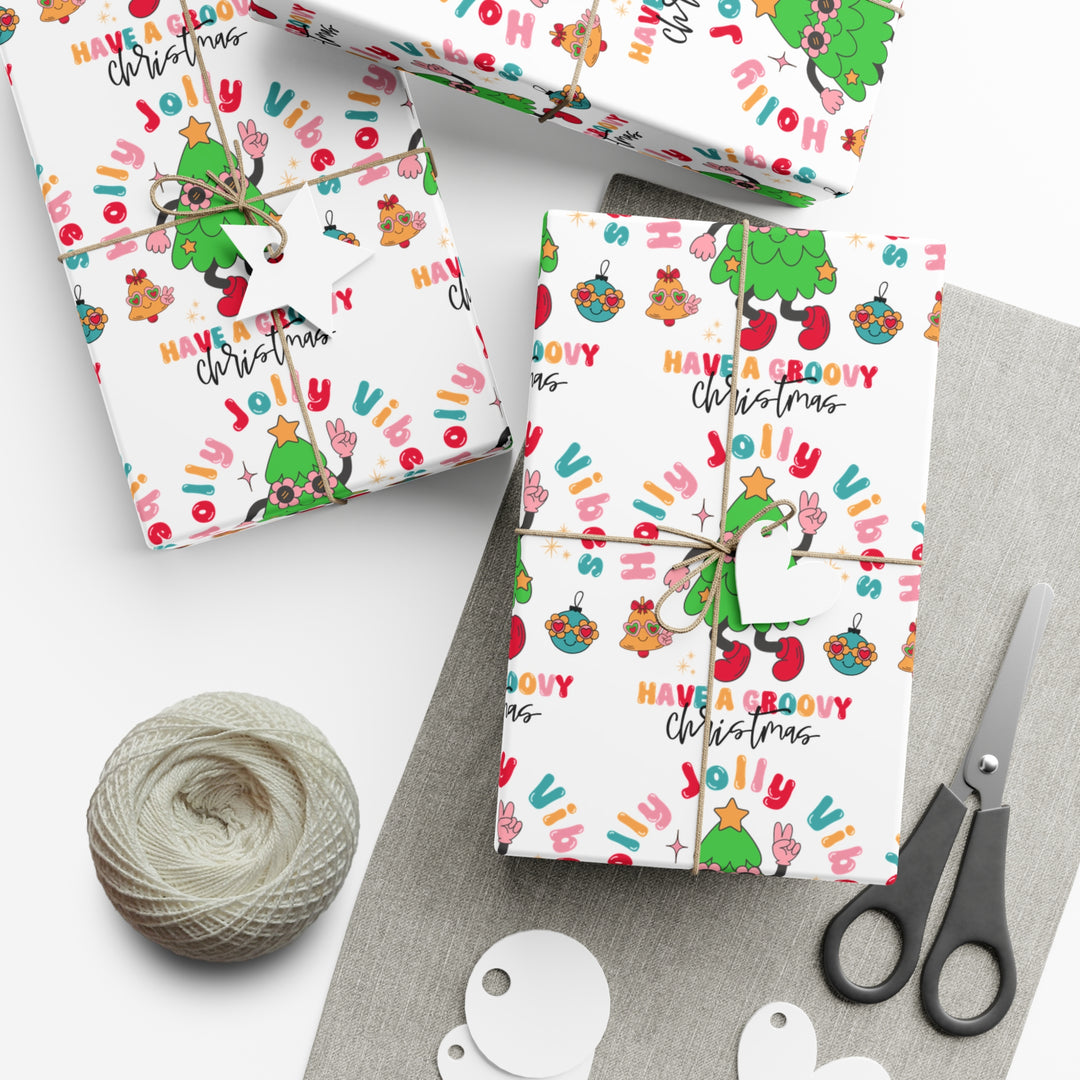 Colorful Christmas Gift Wrap Papers - Festive Holiday Wrapping Paper for Groovy Celebrations