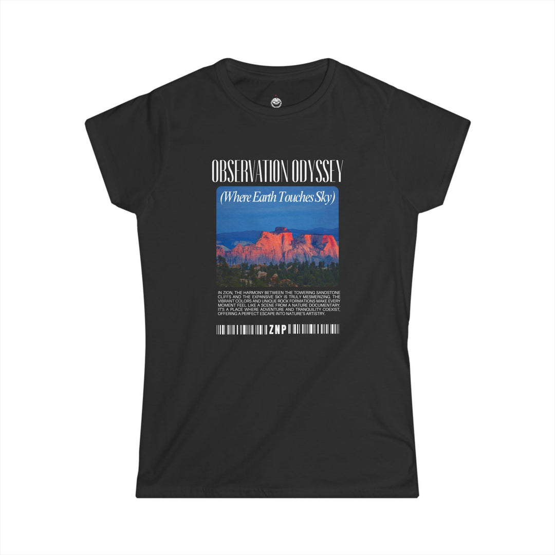 Women's Softstyle Tee - Observation Odyssey (Where Sun Touches the Sky) Graphic Shirt