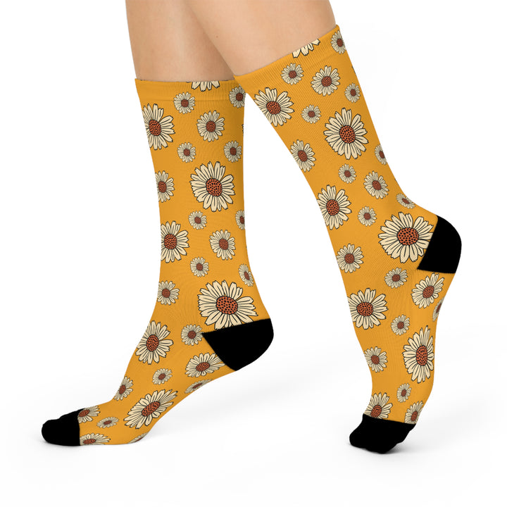 Sunny Floral Cushioned Crew Socks - Comfortable & Stylish for Everyday Wear