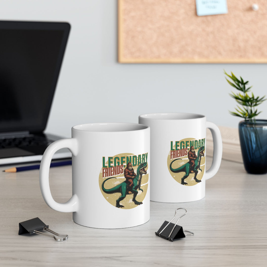 Ceramic Mug Legendary Friends Bigfoot T-Rex Retro Vibe 11 oz