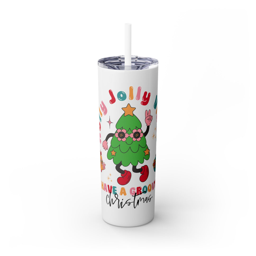 Have a Groovy Christmas Skinny Tumbler with Straw - 20oz Fun Holiday Drinkware - Perfect for Festive Celebrations and Unique Gifts