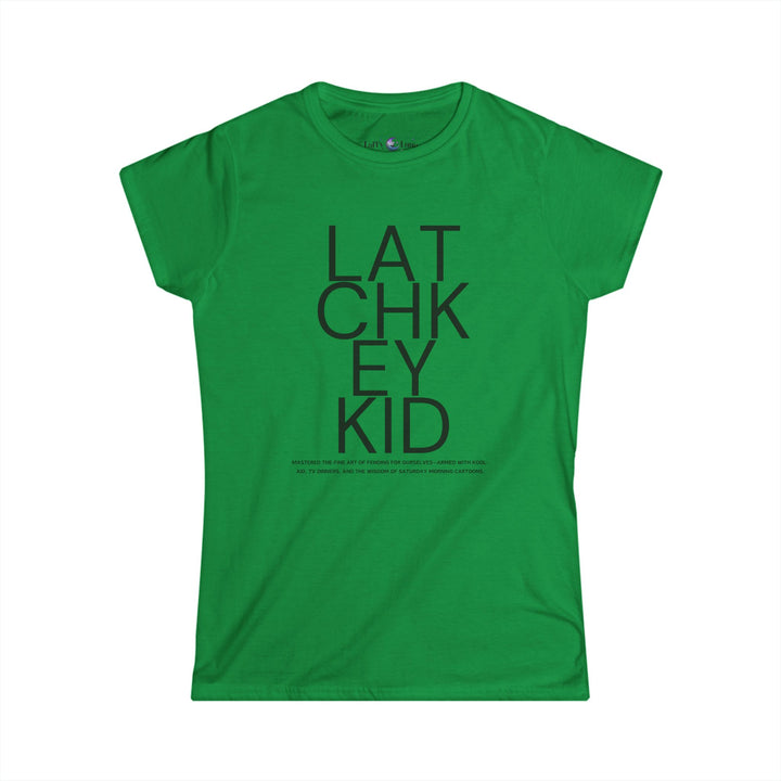 Generation X Women's Softstyle Tee - Typography Latchkey Kid T-Shirt Gold