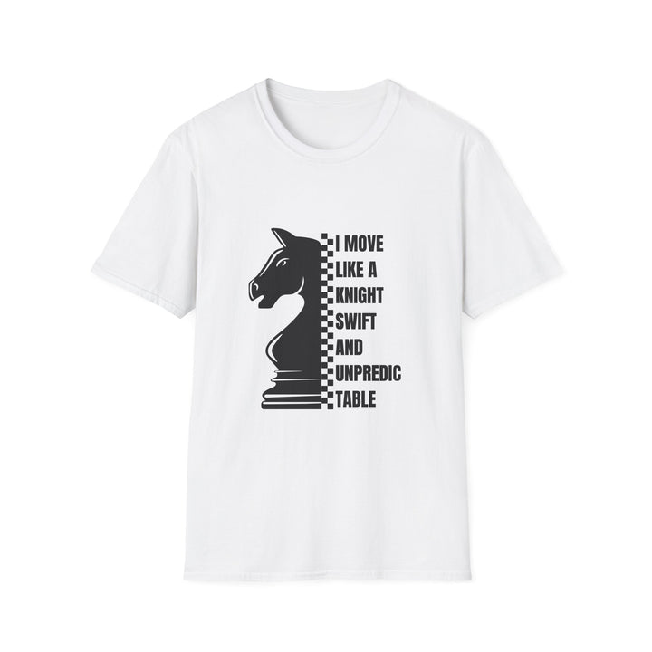 Knight Inspired Unisex Softstyle T-Shirt, Chess Theme Tee, Gamer Gift, Board Game Lover Shirt, Unique Graphic Tee for Chess Fans