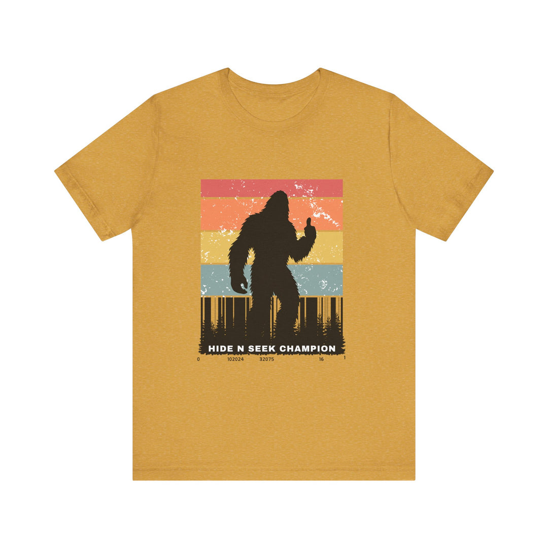 Unisex Bigfoot Hide N Seek Champion Tee - Fun Retro Graphic T-Shirt