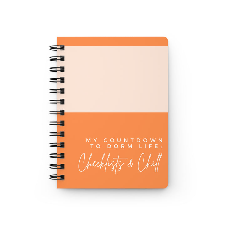 Spiral Bound Journal: Countdown to Dorm Life - Checklists & Chill Orange Cremsicle Design