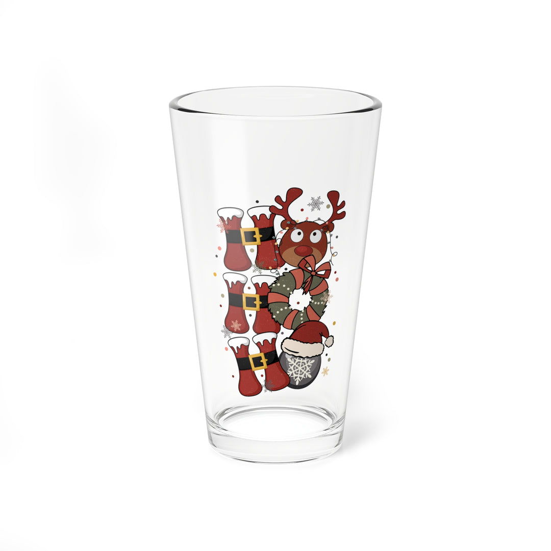 Christmas Reindeer Mixing Glass, Festive 16oz Beer Lovers Gift Pint Glass Holiday Gatherings Drinkware, Holiday Reindeer Glass, Christmas