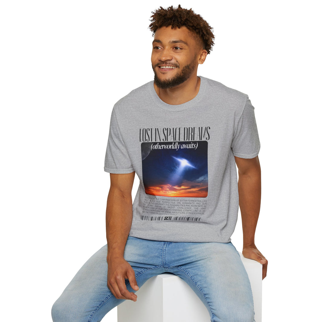 Lost in Space Dreams Unisex Softstyle T-Shirt | Cosmic Graphic Tee for Space Enthusiasts